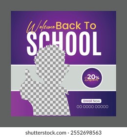 Back to school social media banner or Instagram post template