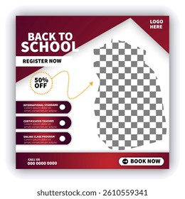 Back to school social media banner or Instagram post template