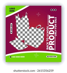 Back to school social media banner or Instagram post template