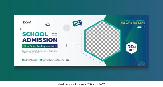 Back to school social media cover design. school admission Facebook cover template 