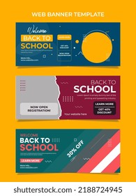 Back to school social media cover and web banner template set