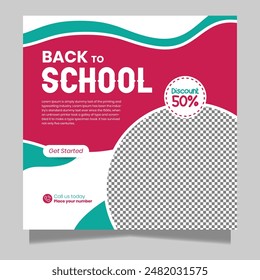 Vector premium de Plantilla de paquete de medios sociales de regreso a la escuela