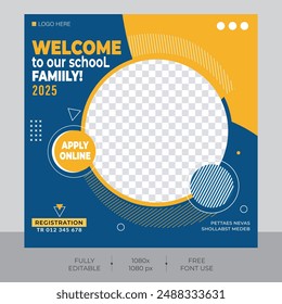 Vector premium de la Plantilla del pack de medios sociales de regreso a la escuela