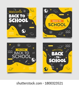 Back to school social media post templates. Vector illustration.