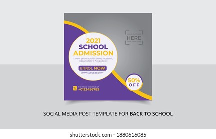 Back to school Social Media Post Template Design.
  