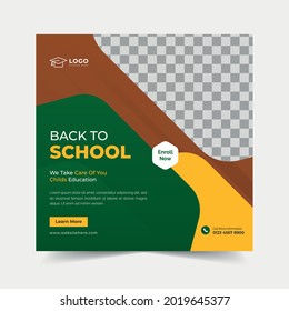 volver a la escuela diseño de pancartas en medios sociales. Diseño de pancartas en las publicaciones de las redes sociales de admisión escolar.