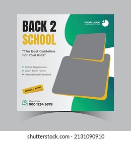 Back to school social media post template design