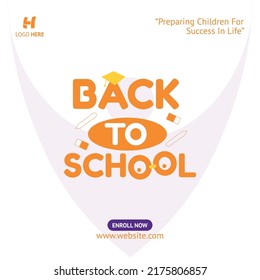 back to school social media post template with orange color.