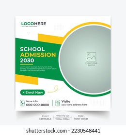 Back to school social media post design  and web banner template layout