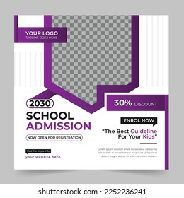 De vuelta a la escuela, banner de promoción de publicaciones en medios sociales y plantilla de banner web.