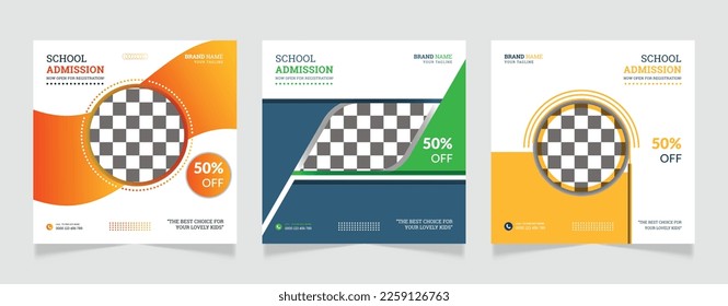 back to school social media post promotion banner design set 