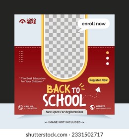 Back to school for social media post or instagram post template and online advertisement