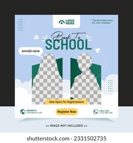 Back to school for social media post or instagram post template and online advertisement