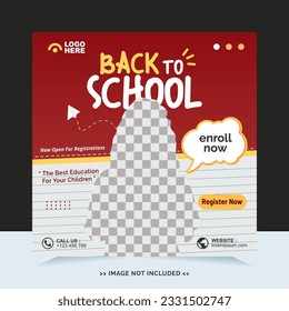Back to school for social media post or instagram post template and online advertisement