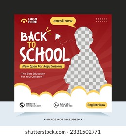 Back to school for social media post or instagram post template and online advertisement