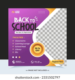 Back to school for social media post or instagram post template and online advertisement