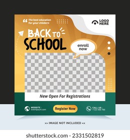 Back to school for social media post or instagram post template and online advertisement