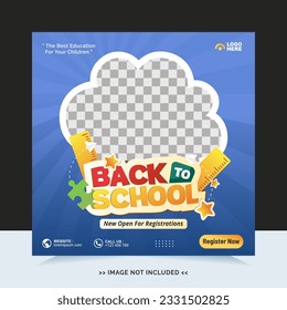 Back to school for social media post or instagram post template and online advertisement