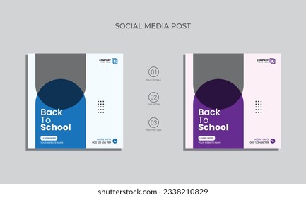 zurück zur Social-Media-Post-Design der Schule. Vektorgrafik-Aufnahme-Post-Design. Vorlage für Social-Media-Beiträge für Schuleintritte.