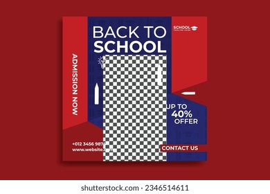 back to school social media post, banner design, school ads post