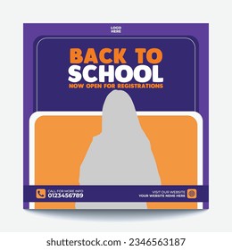 Back to school social media post banner School admission template