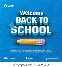 Back to school social media post template design. For web ads, postcard, card