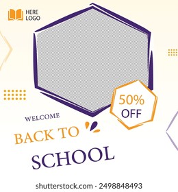 Regreso a la escuela redes sociales post diseño de Plantilla de admisión Time Announcement Set. Para anuncios de Web, postal, tarjeta, mensajes de negocios, educación, enseñanza de volantes de descuento y promoción de Anuncios de venta grande
