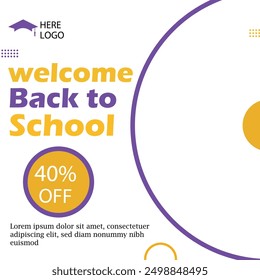 Back to school social media post template design admission Time Announcement Set. For web ads, postcard, card, business messages, education, teaching discount flyers and big sale banners promotion
