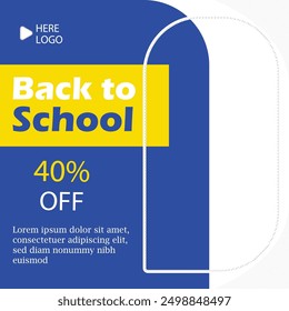 Back to school social media post template design admission Time Announcement Set. For web ads, postcard, card, business messages, education, teaching discount flyers and big sale banners promotion
