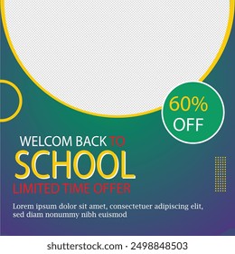 Back to school social media post template design admission Time Announcement Set. For web ads, postcard, card, business messages, education, teaching discount flyers and big sale banners promotion
