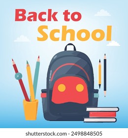 Regreso a la escuela redes sociales post diseño de Plantilla de admisión Time Announcement Set. Para anuncios de Web, postal, tarjeta, mensajes de negocios, educación, enseñanza de volantes de descuento y promoción de Anuncios de venta grande
