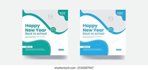 Voltar para a escola social media post banner design flyer template