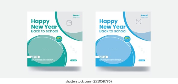 Voltar para a escola social media post banner design flyer template