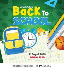 Back to school social media post template set. Back to school admission promotion banner.