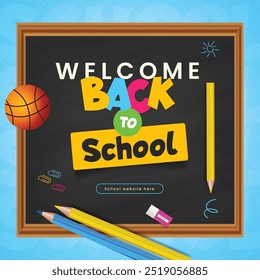 Back to school social media post template set. checkered paper learning elements icons for educational background. vector illustration back to school banner