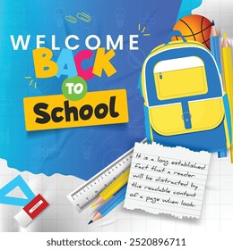 Back to school social media post template set. Back to school admission promotion banner.