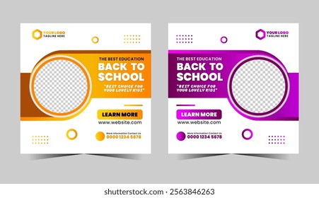 Back to school social media post banner template