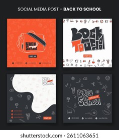 Back to school. Social media post template for back to school campaign with doodle art design. back to school advertisement campaign