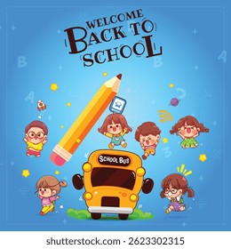Back to School Social Media Post Illustration with Education Elements