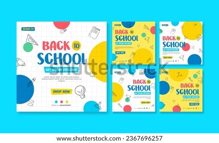 Back to school social media post. Colorful social media template. Trendy editable social media template
