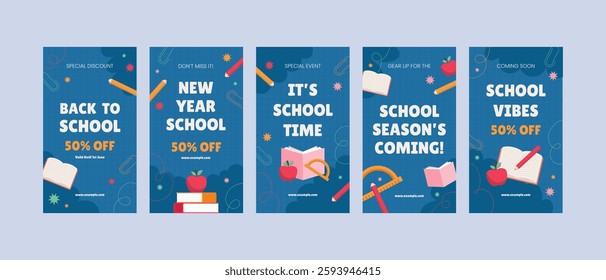 Back to School Social Media Template Collection. School Time Announcement Set
