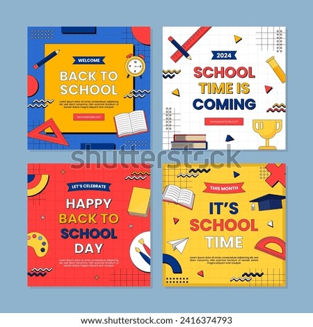 Back to School Social Media Template Collection. School Time Announcement Set