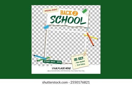 Back To School Socials Media. Back to school, college, study concept. Perfect for web ads, branding, flyer, banner.