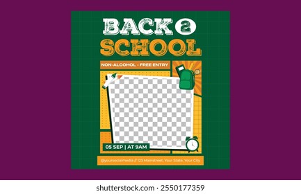 Back To School Socials Media. Back to school, college, study concept. Perfect for web ads, branding, flyer, banner.
