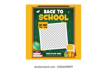 Back To School Socials Media. Creative Back to College Education Templates. Corporate Advertising for Schools, Universities, and Businesses. Modern Vector Graphics Social Media Promotion