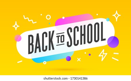 Back to School, speech bubble. Banner, poster, speech bubble with text Back to School. Geometric memphis style with message back to school. Explosion burst design, speech bubble. Vector Illustration