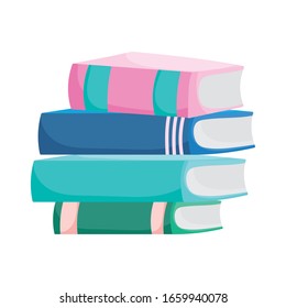 volver a la escuela libros apilados aprender leer icono ilustración vectorial