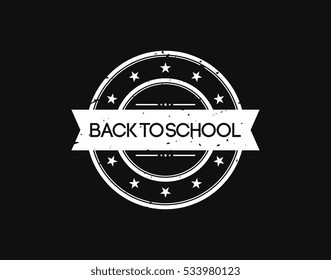 back to school. stamp mark white on black background