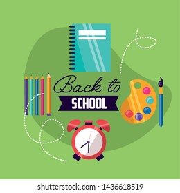back to school start class supplies background vector illustration