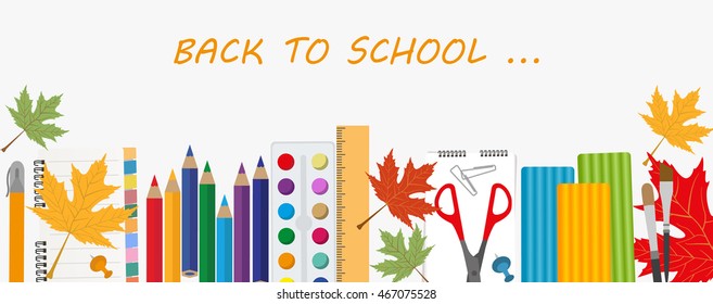 Back to school. Stationary graphic template. Vector illustration